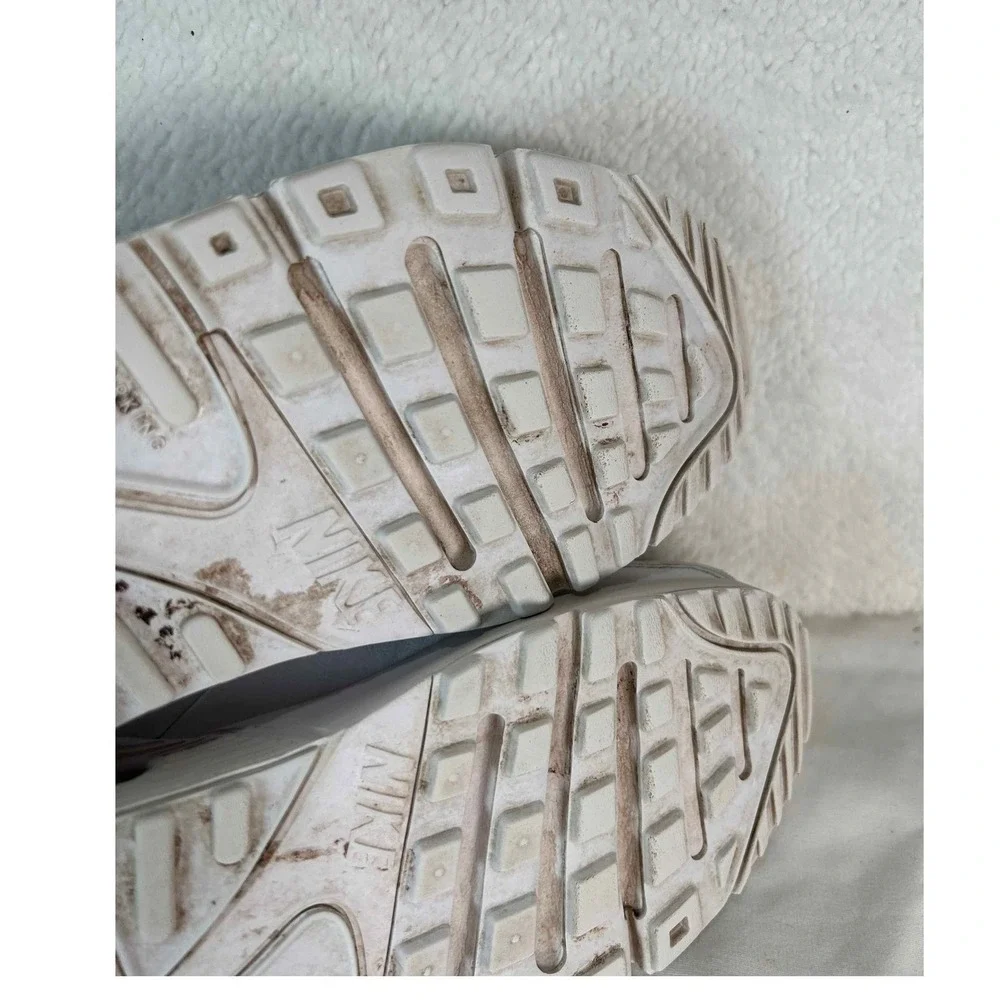 Nike Air Max 90 LTR PS White Metallic Silver Sneakers CD6867-100 Size 2.5Y